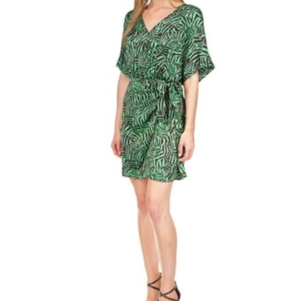 MICHAEL Michael Kors Green Leaf Print Mini Dress - Picture 3 of 5